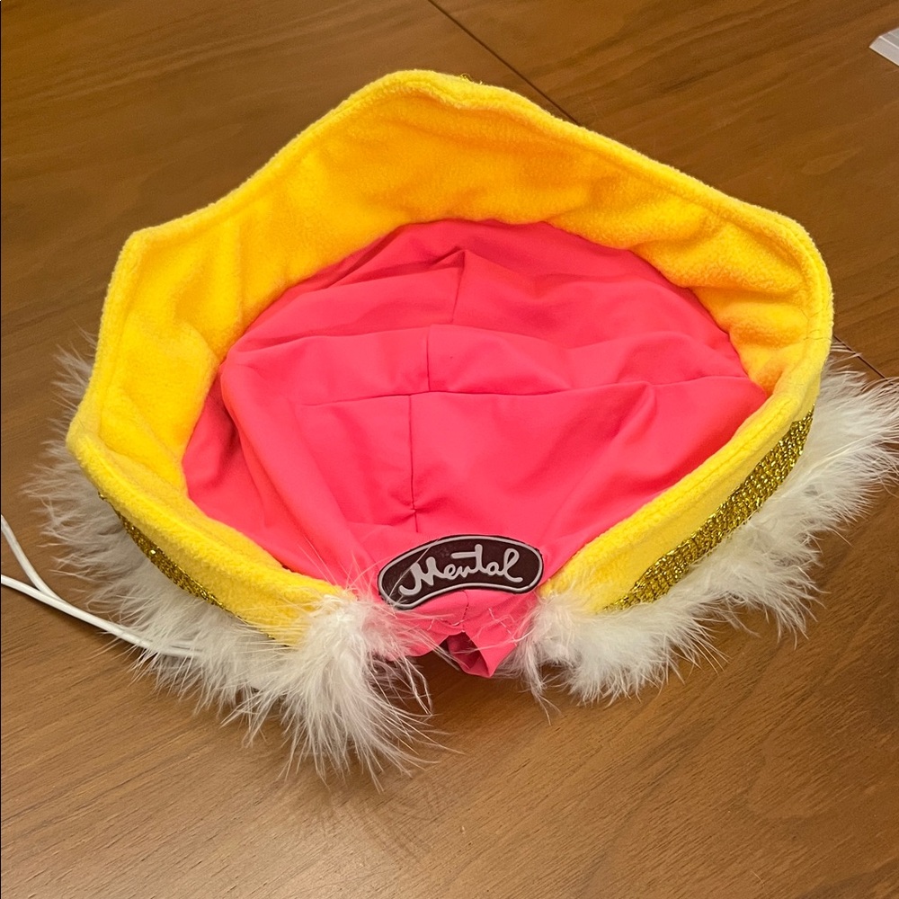 Vintage Y2K Mental Headgear Pink Plush Hat Feathers Trim One Size Ski Snowboard